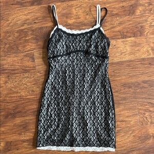 Wild Fable Black and White Lace Chemise